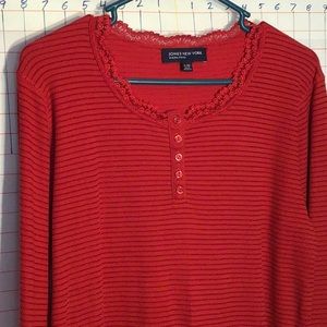 JONES NEW YORK women’s top  XL  red w/ red stripes